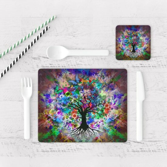 Individuales De Mesa Modernos para Comedor Árbol Colores 02