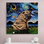 Cuadro Lienzo Noche Estrellada Sharpei Night