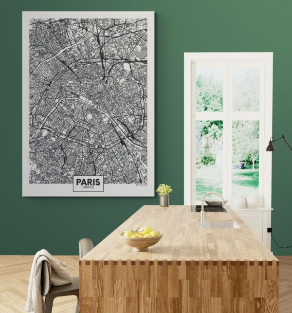 Cuadro En Lienzo Mapa Ciudad Paris 003