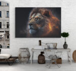 Cuadro En Lienzo Leon Colores 165