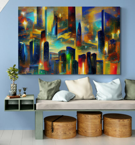 Cuadro En Lienzo Pintura Ciudad 192