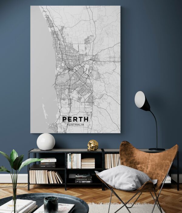 Cuadro En Lienzo Mapa Ciudad Perth 002