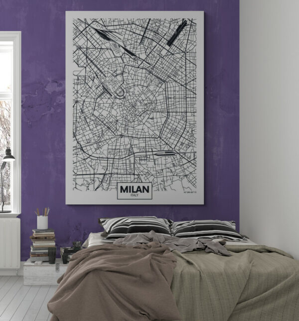Cuadro En Lienzo Mapa Ciudad Milan