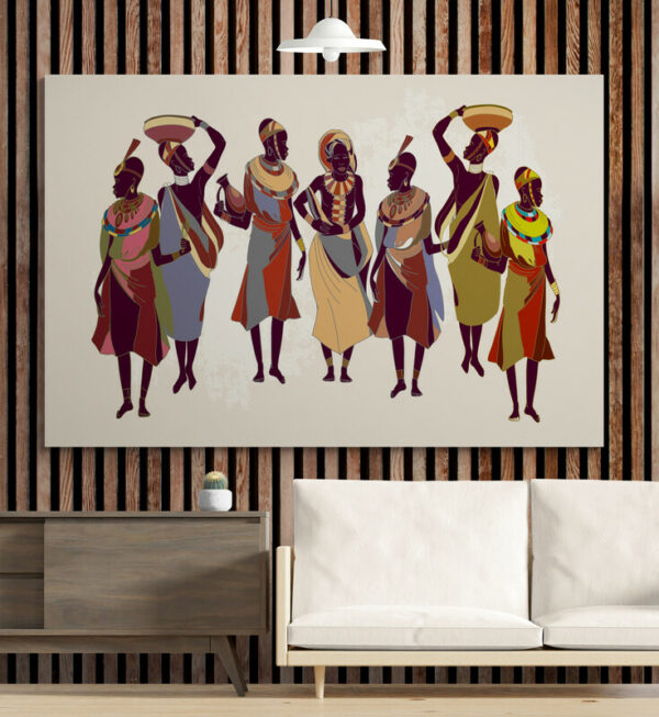 Cuadro En Lienzo Pintura Mujeres Africanas 011