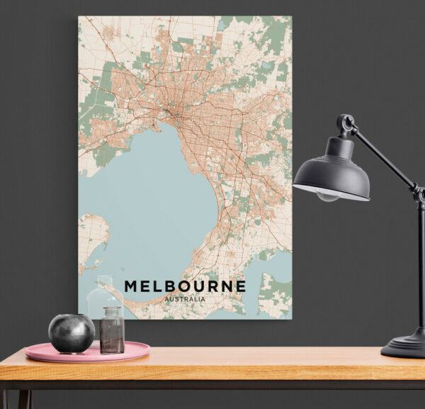 Cuadro En Lienzo Mapa Ciudad Melbourne 001