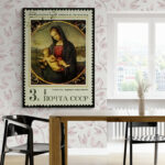 Cuadro En Lienzo Virgen Maria Estampilla 046