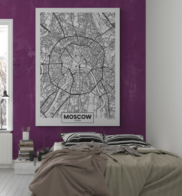 Cuadro En Lienzo Mapa Ciudad Moscow