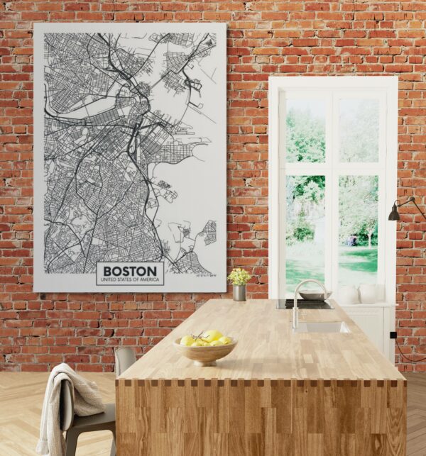 Cuadro En Lienzo Mapa Ciudad Boston