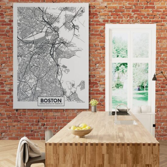 Cuadro En Lienzo Mapa Ciudad Boston