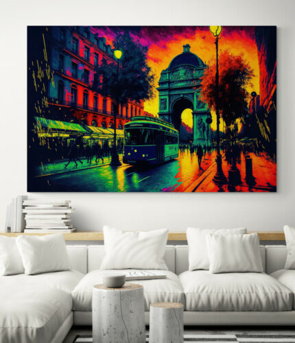 Cuadro En Lienzo Pintura Ciudad 207