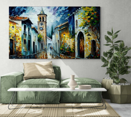 Cuadro En Lienzo Pintura Pueblo 020