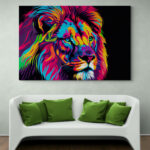 Cuadro En Lienzo Leon Colores 083