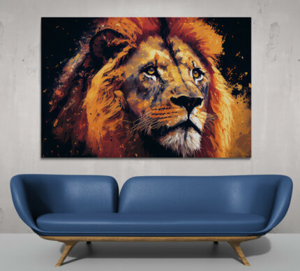 Cuadro En Lienzo Leon Colores 110