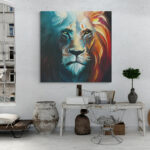 Cuadro En Lienzo Leon Colores 065