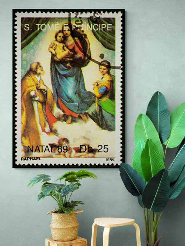 Cuadro En Lienzo Virgen Maria Estampilla 044