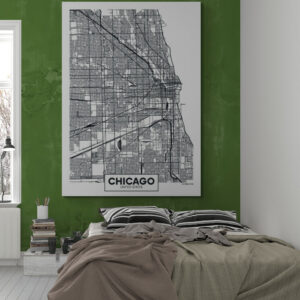 Cuadro En Lienzo Mapa Ciudad Chicago