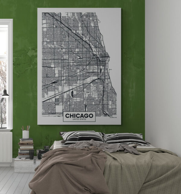 Cuadro En Lienzo Mapa Ciudad Chicago