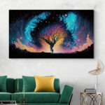 Cuadro En Lienzo Arbol Noche Estrellada 049
