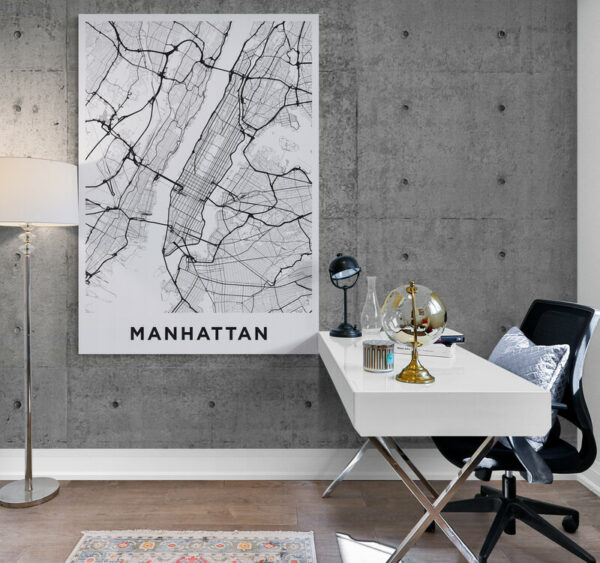 Cuadro En Lienzo Mapa Ciudad Manhattan 001