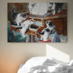 Cuadro En Lienzo Pintura Gatos 196
