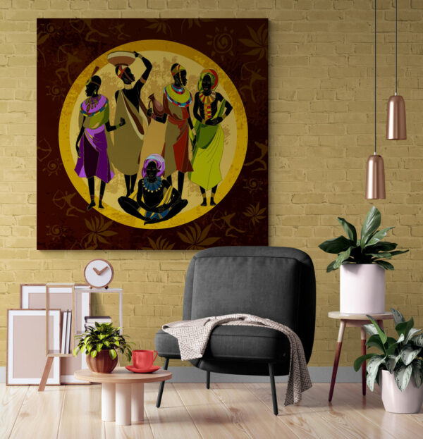Cuadro En Lienzo Pintura Mujeres Africanas 012