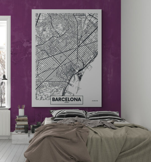 Cuadro En Lienzo Mapa Ciudad Barcelona