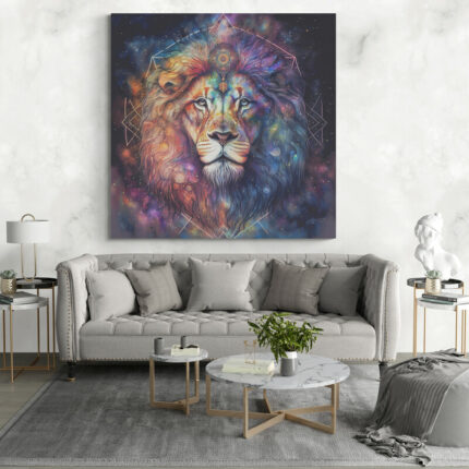 Cuadro En Lienzo Leon Colores 081