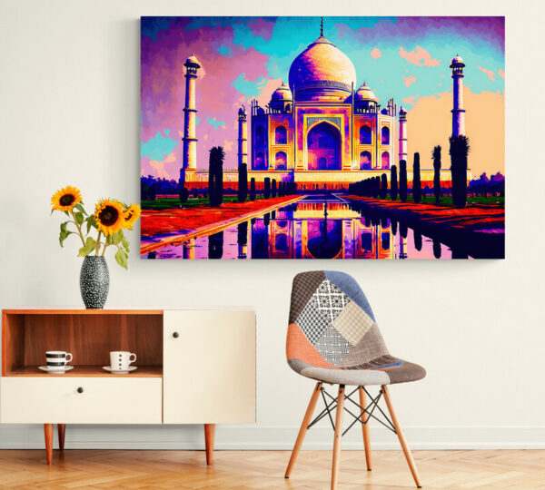 ? Cuadro En Lienzo Taj Mahal Pintura Ciudad 144