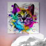 Cuadro En Lienzo Pintura Gatos 209