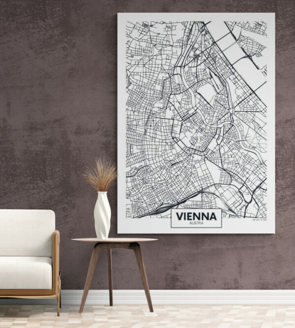 Cuadro En Lienzo Mapa Ciudad Vienna