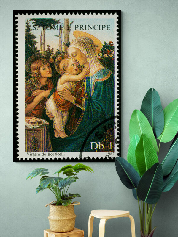 Cuadro En Lienzo Virgen Maria Estampilla 036