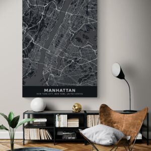 ? Cuadro En Lienzo Mapa Ciudad Manhattan 002