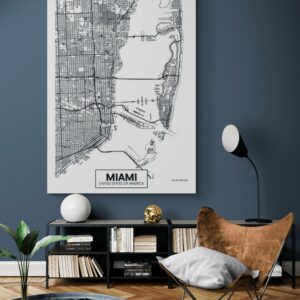 Cuadro En Lienzo Mapa Ciudad Miami