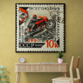 Cuadro En Lienzo Moto Estampilla 103
