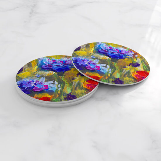 Porta Vasos Set x 6 Pintura Flores 90