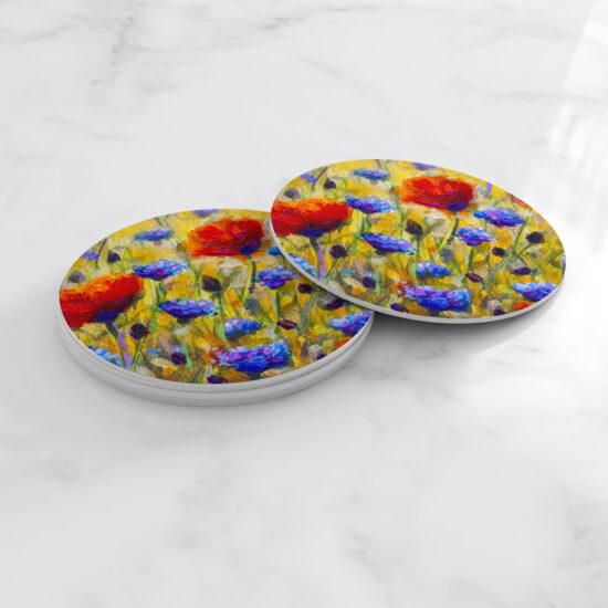 Porta Vasos Set x 6 Pintura Flores 92