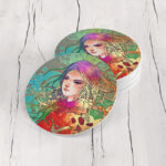 Porta Vasos Set x 6 Pintura Mujer 19